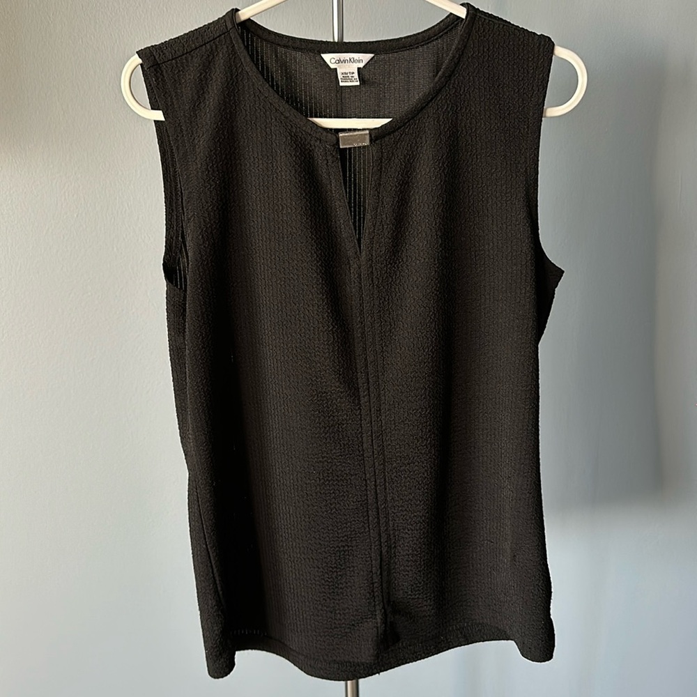 CK black sleeveless blouse